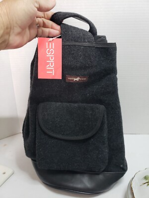 NWT ESPIRIT DARK GRAY WOOL LIKE MATERIAL SLING BACKPACK ADJ. STRAY BAG