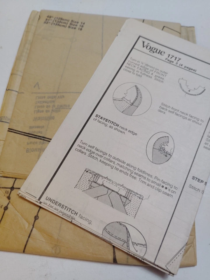 Vogue 1717 Dress Sewing Pattern Ladies 14 16 18 Shoulder Pads Basic Design UC - Image 3 of 4