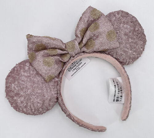 Pink Sequin Bow Rare Limited Disney Parks 2022 Ears Minnie Gold Dot Headband - Picture 1 of 2