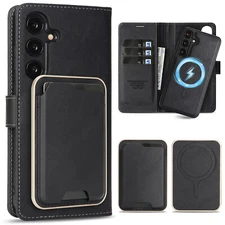 Slim Magnetic Wallet Case For Samsung Galaxy S25 S24 S23 Ultra Kickstand Cover