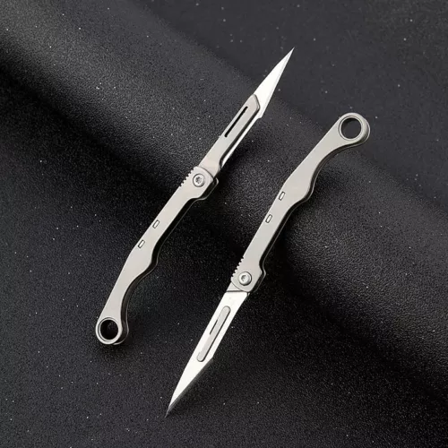 Mini Titanium Pocket Utility Folding Knife Scalpel Blades Opener Keychain EDC - Picture 12 of 12