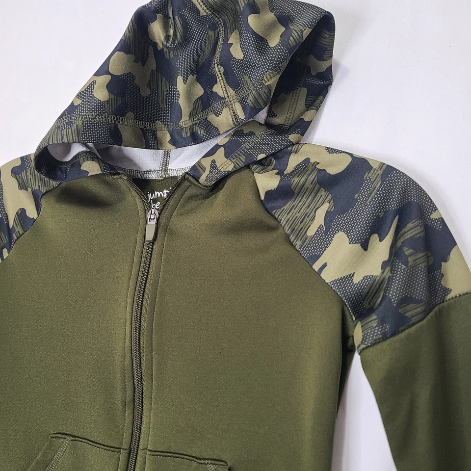 EUC Jumping Beans Youth Boys Sz 7 Green Camo Zip Hoodie - Image 2 of 4