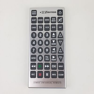 Emerson Jumbo Universal Remote Control 11''x5'' Large Buttons Easy Use TV/VCR/DVD