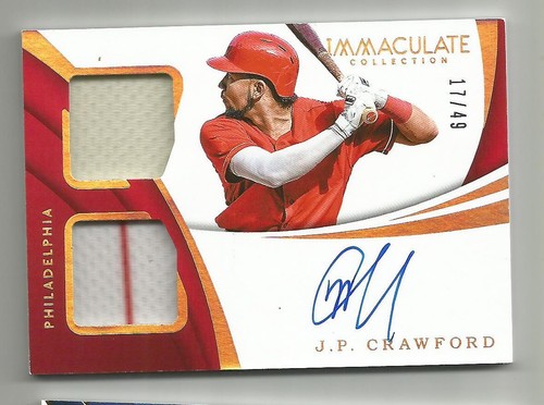 2018 Immaculate Collection Baseball Signatures J.P. Crawford Jersey Auto /49 - Picture 1 of 1
