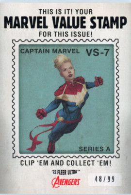 2022 Fleer Marvel Ultra Avengers MARVEL VALUE STAMP  Captain Marvel #VS-7 48/99