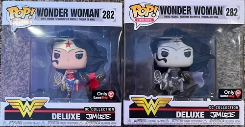 2x New Funko Pop Deluxe Wonder Woman Vinyl Figure Jim Lee GameStop Exclusive 282