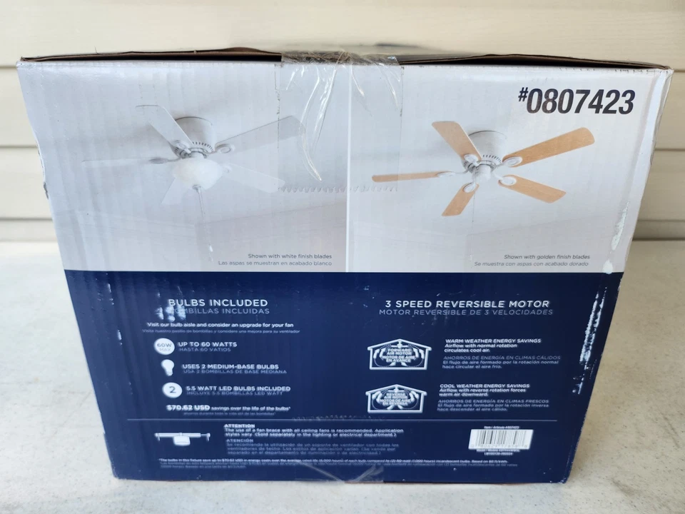 Harbor Breeze Mayfield 44-in White Indoor Flush Mount Ceiling Fan With LED Light - Image 4 of 4