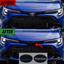 FOR 2019-2026 TOYOTA COROLLA HATCHBACK FRONT EMBLEM SMOKE TINT VINYL OVERLAY