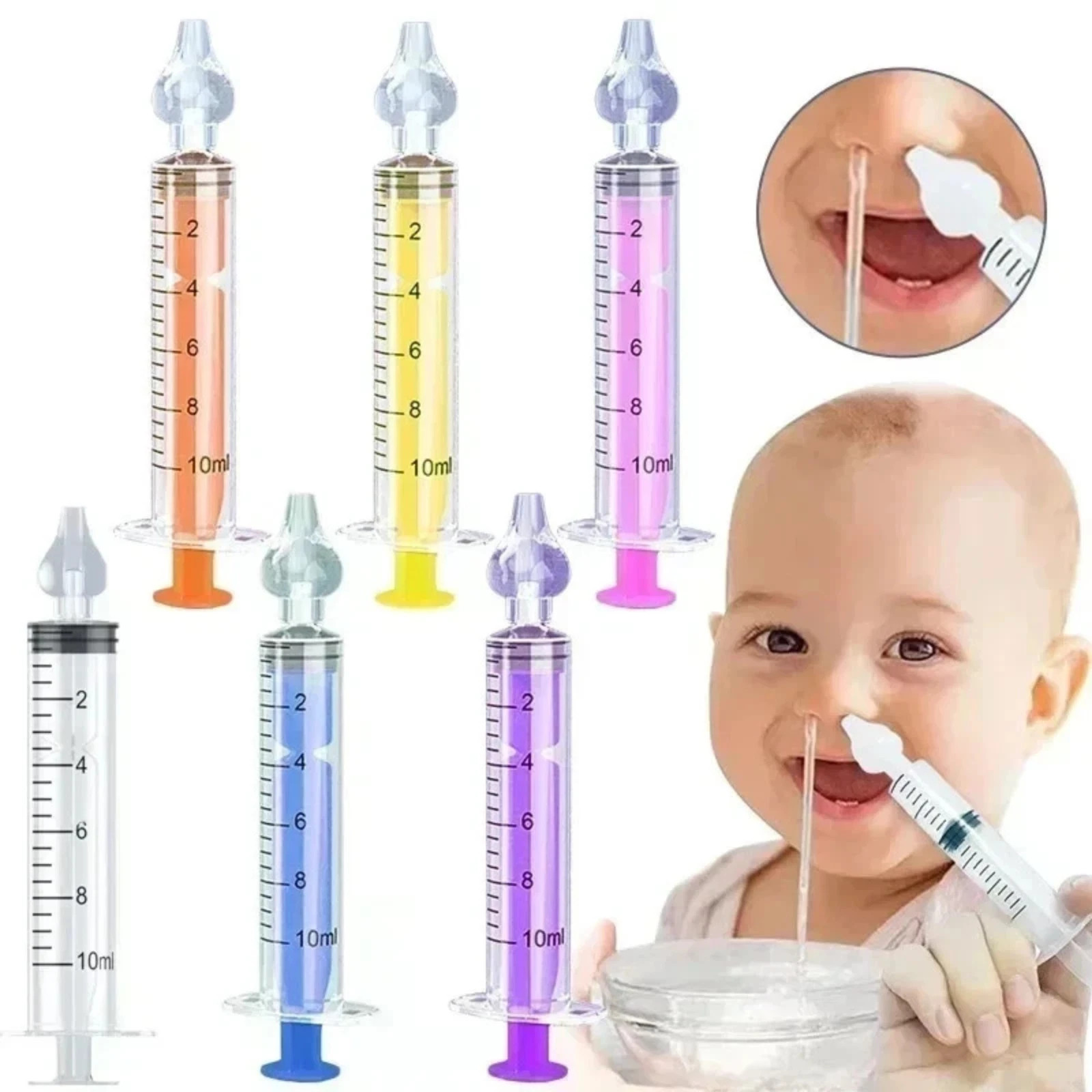 2pcs Soft Silicone Baby Nasal Aspirator Syringe for Kids Nose Cleaner UK
