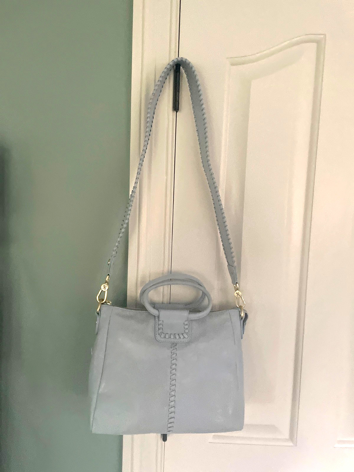 Hobo International Bag Sheila Sky Blue Medium Satchel Leather $338, NWT