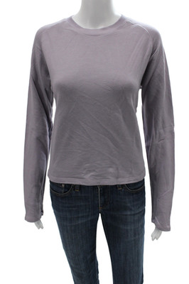 Monrow Womens Basic Jersey T-Shirt Purple Crew Neck Long Sleeve Size M