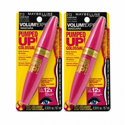 Maybelline Pumped Up Colossal Washable Mascara Classic Black 213 2 pack