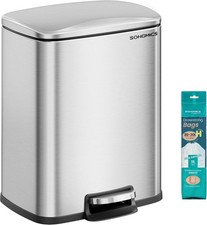 Trash Can 5.2-Gallon 20L Stainless Steel Step Trash Bin Garbage Can with