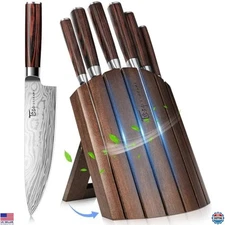 7-Piece Japanese Style Kitchen Knife Set, High Carbon Stainless Steel, Acacia
