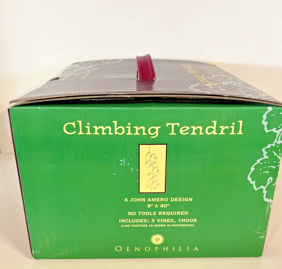 Soporte Expositor Botella de Vino -Enofilia Cromo Artístico Colgante Escalada Tendril Foto 4 de 4