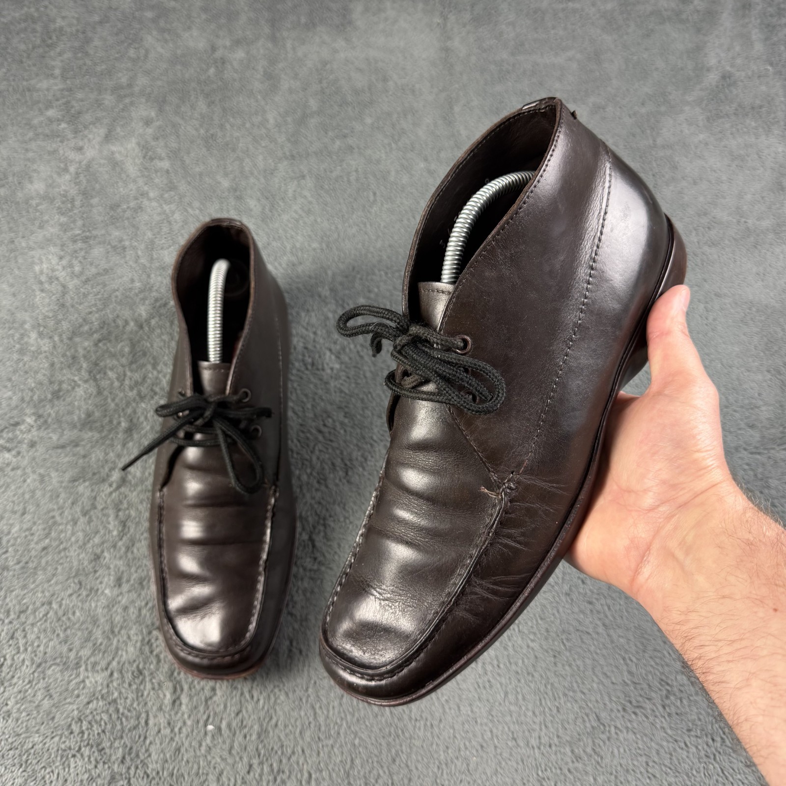Prada, Vintage Prada Leder Chukka Stiefel Braun Schnürung Herren UK 9 Made in Italy