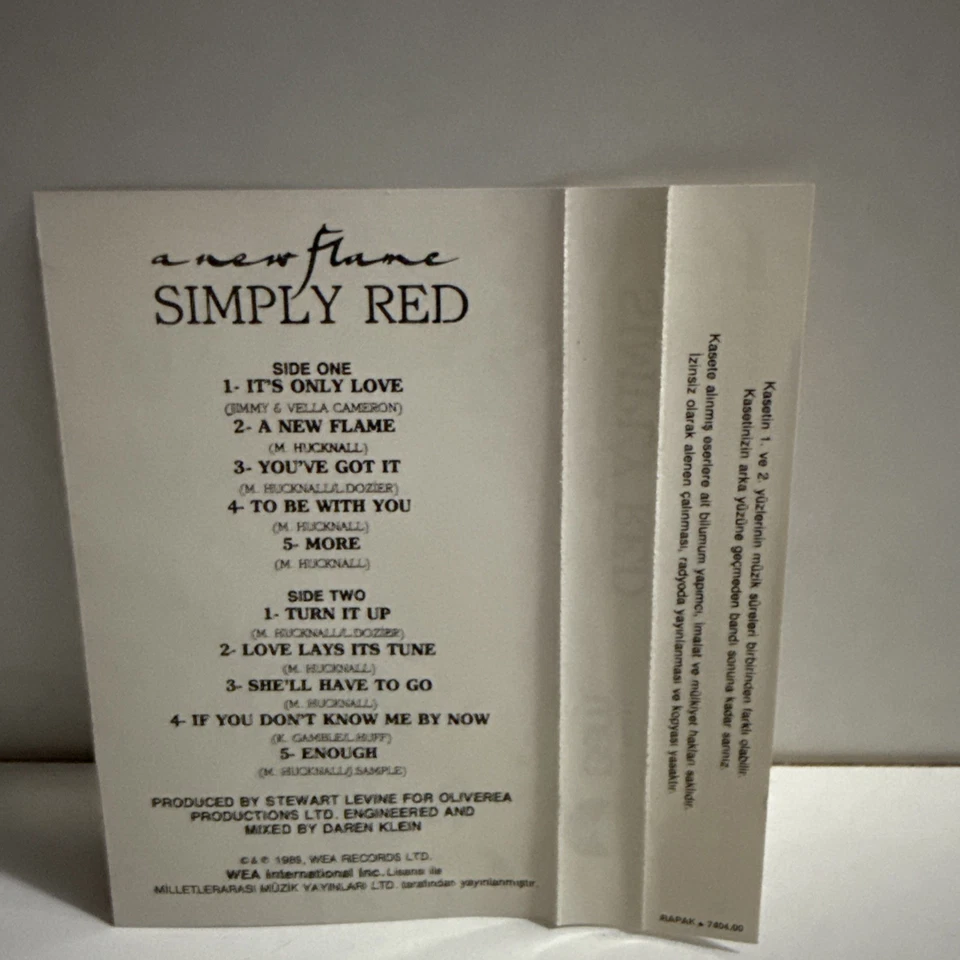 Simply Red A New Flame Cassette Rare Mick Hucknall 02a - Image 2 of 3