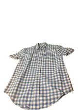 Abercrombie Fitch Men s Small Pink Blue Gingham Button Up Shirt Short Sleeve