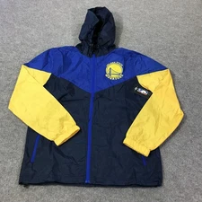 Golden State Warriors Jacket Mens Small Blue Yellow NBA Basketball Windbreaker