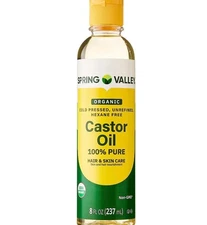 H4U Spring Valley Cold-Pressed Castor Oil Organic for Hair & Skin 8 fl oz