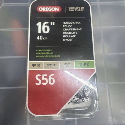 Oregon 16  Low-Kickback S56 Saw Chain 2Pack 56 Link 3/8  LP .050  Echo Poulan