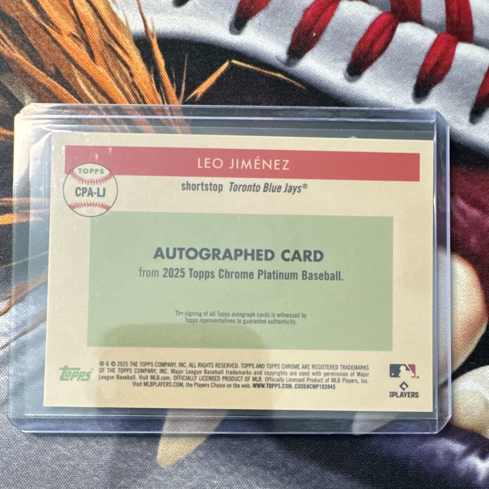 2025 Topps Chrome Platinum - Leo Jimenez RC On-Card Auto Gold /50 - Blue Jays view 3