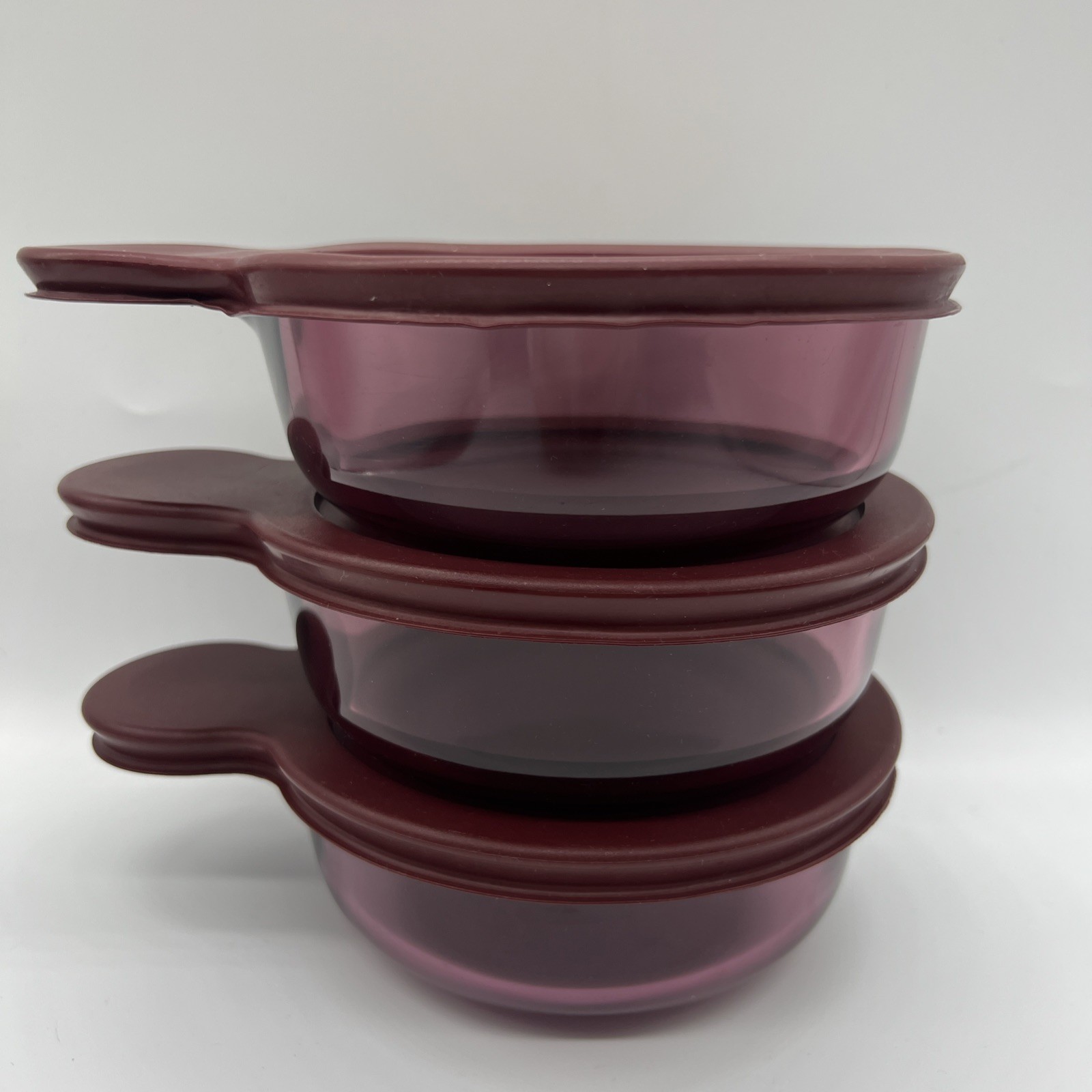 Vintage Corning Visions Cranberry Grab It Bowl with Lid V-150-B & V-150-PC