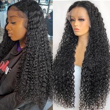 13x4 Curly HD Lace Front Wigs Human Hair Pre-plukced,180 Density HD Long Curl...