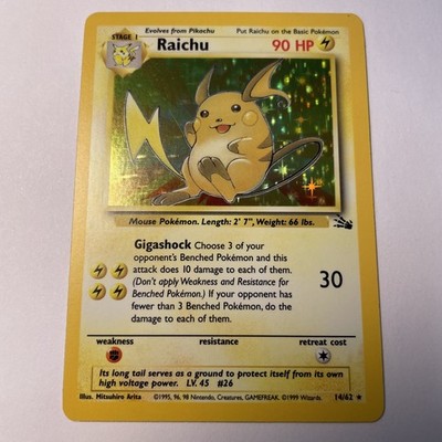 Raichu - 14/62 - Pokemon Fossil Unlimited Holo Rare Card TCG WOTC - NM
