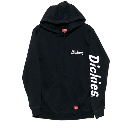 Dickies Mens Fleece Hoodie Sweatshirt Spellout Check Swirl Black Womens Small S - Picture 2 of 8