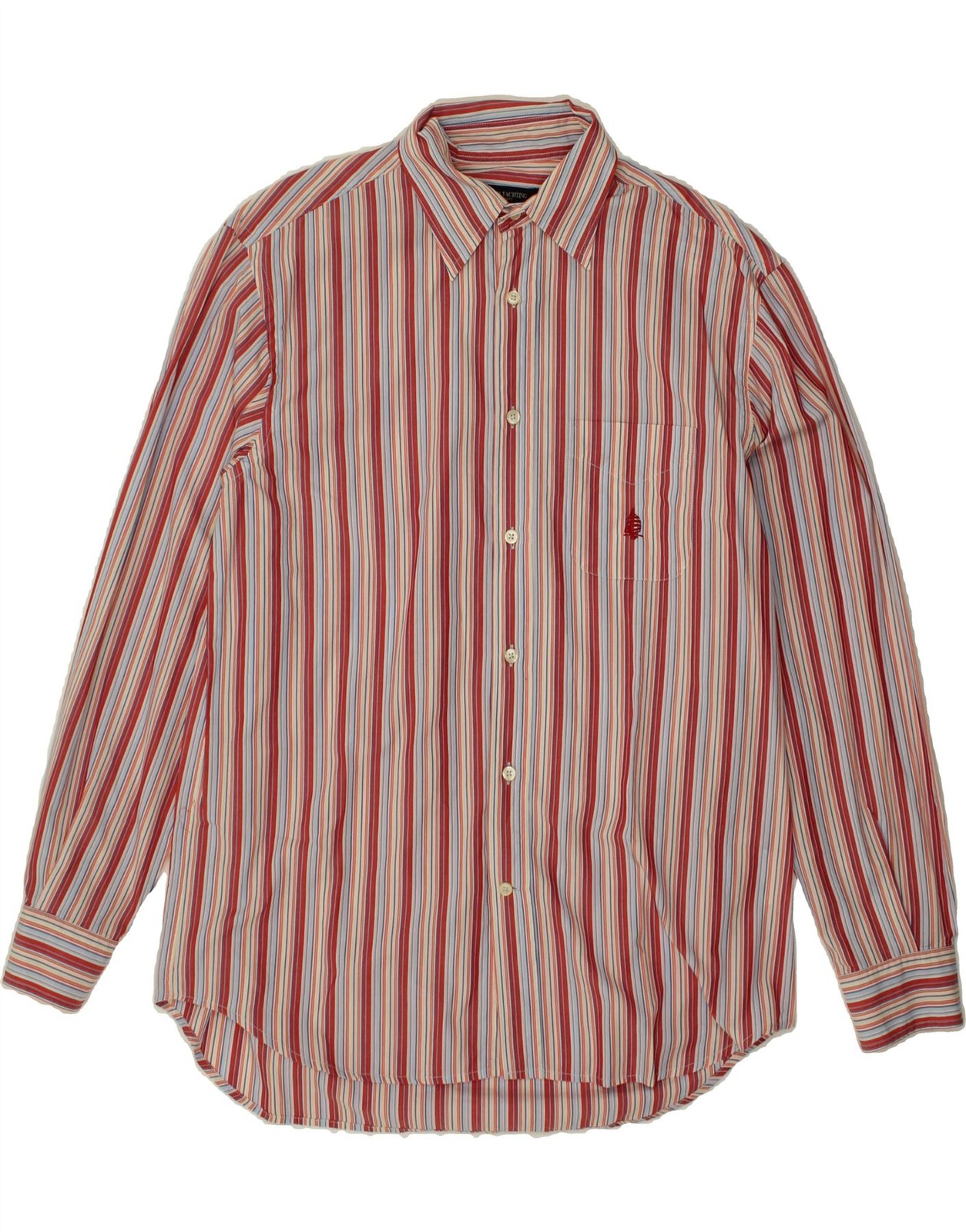 Camisa MARINA YACHTING Para Hombre Talla 41 Mediana Roja Rayas Algodón BJ23