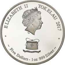 [#1114698] Tokelau, 5 dollars, 1 oz, Poseidon, 2017, Proof 1.Oz, Silver, MS
