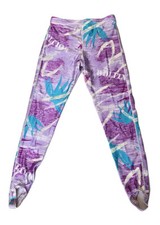 VTG 80s Dolfin Work Out Spandex Graphic LEGGINGS Multi Color Size L Stirrups NWT