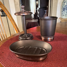 3-Piece Bronze Matte Metal Bathroom Set Soap ...
