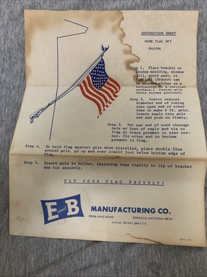 Vintage E and B Manufacturing Co. Romulus, Michigan Advertising Flag Sheet