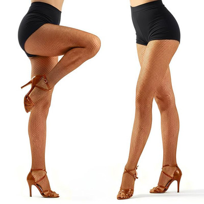 Netzstrumpfhose für Tanz Damen hoch elastisch langlebig schwarz Braun Größe M/L