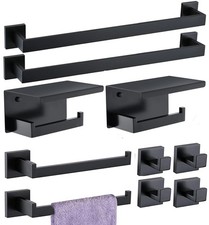 Bathroom Hardware Set 10 Piece Matte Black Bathroom Accessories Set SUS304 To...