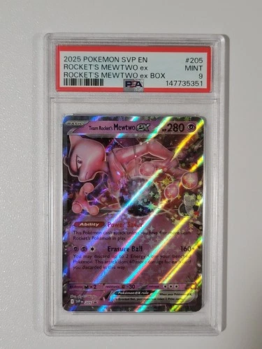 2025 POKEMON SVP EN-SV BLACK STAR PROMO #205 TEAM ROCKET'S MEWTWO EX PSA 9