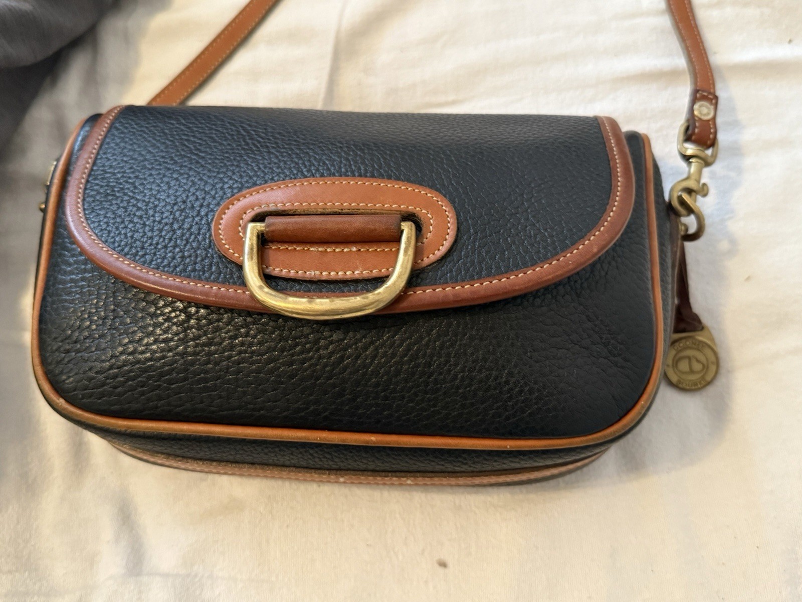 vintage dooney and bourke crossbody black leather With Rare Duck Charm