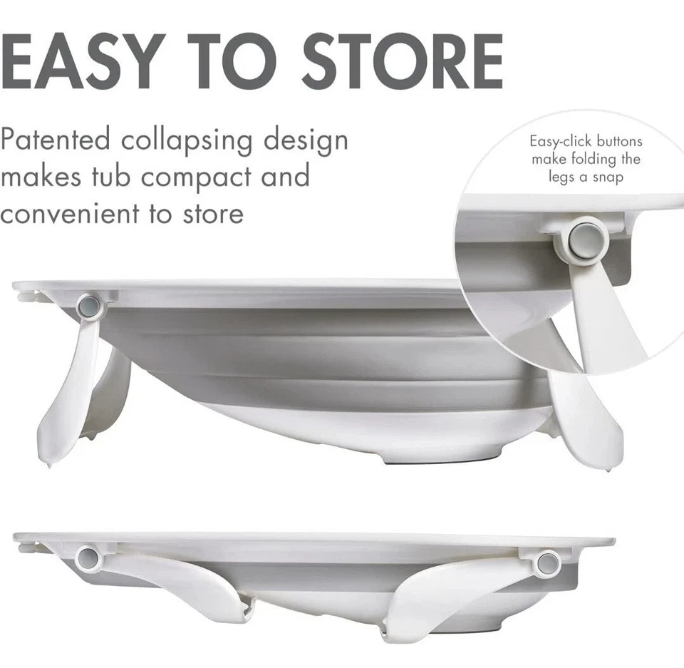 Bañera plegable de 2 posiciones Boon Naked para bebés niños pequeños gris nueva Foto 4 de 4