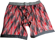 Umbro Men's High Performance Boxer Briefs Red/Grey/Black Pattern/UM5073BB-L-NWT