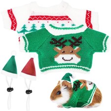 Guinea Pig Christmas Clothes, 4-Piece Small Pet Holiday Costume Set As Shown