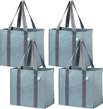 4 Pack Reusable Grocery Bags, Heavy-Duty Shopping Bags with Handles, Bags for Sh
