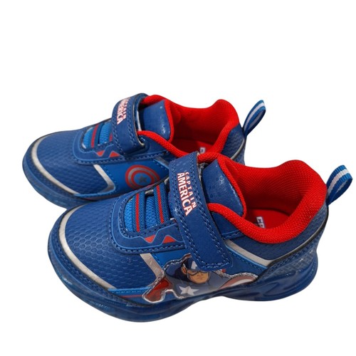 Captain America Kids Light Up Shoes Toddler Sneakers Blue Size 9 New 17 (cms) - Picture 3 of 14