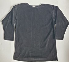 Vtg 80s de Rotchild Womens S Velour Ribbed Black Oversize Long Sweatshirt...