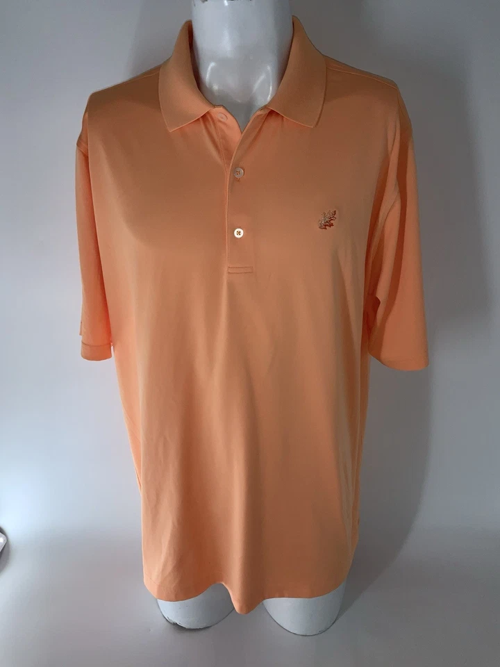 Donald Ross Golf Polo Shirt Men’s L Orange Polyester Leaf Logo YGI U5-14 - Image 2 of 4