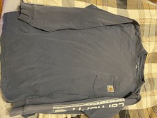 Carhartt Original Fit Long Sleeve Pocket Tee Men  s Small Blue Heavyweight