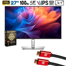 Dell 27" FHD 16:9 5ms IPS LED Monitor, Black  Silver  26 Month Protection Kit