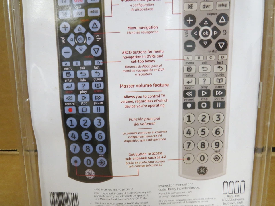 GE Big Button Universal Remote 2 Pack Remote Controls #10849 NIB NOS - Image 4 of 4