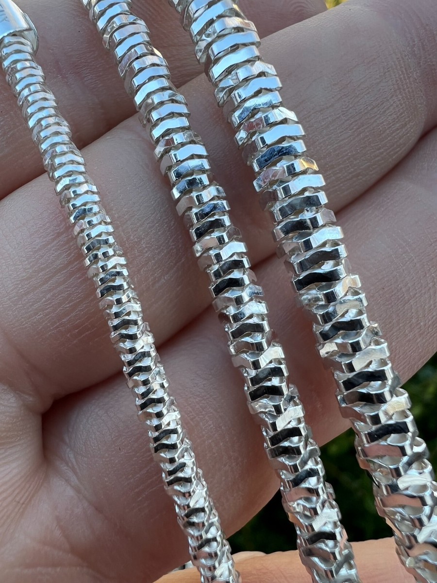 Real 925 Sterling Silver Diamond Cut Sparkle Ice Rope Chain Real 925 Sterling Silver Diamond Cut Sparkle Ice Rope Chain
